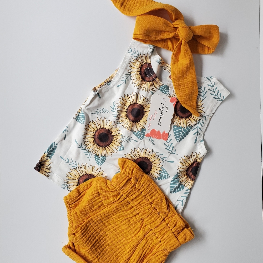 🌻 Sunflower Baby Girl Summer Outfit